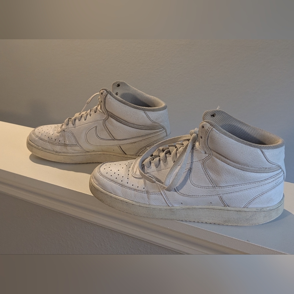 Men's Nike Court Vision Mid- All White- Sz 9.5